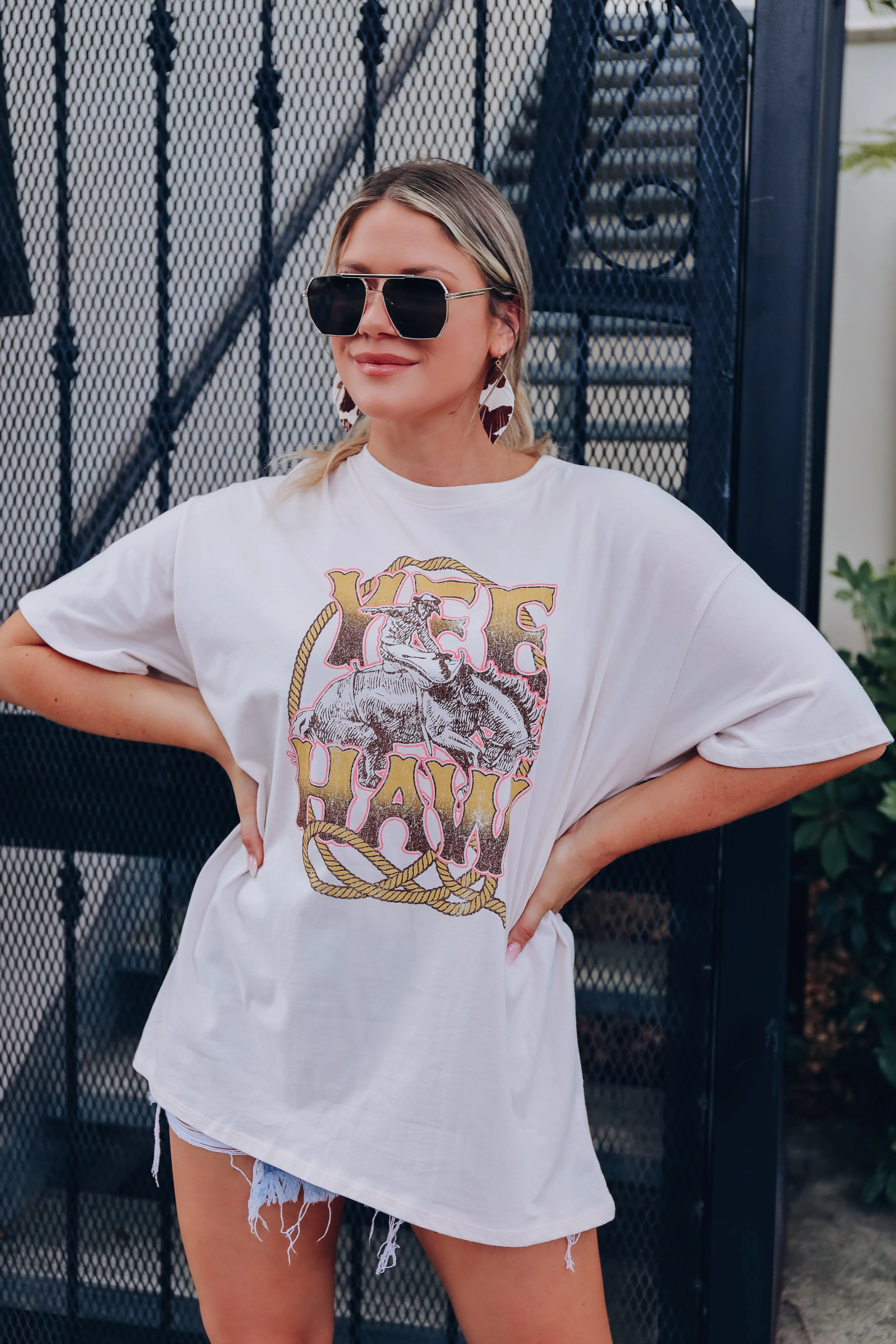 Bronco Busting "Yee Haw" Graphic Tee - Sand