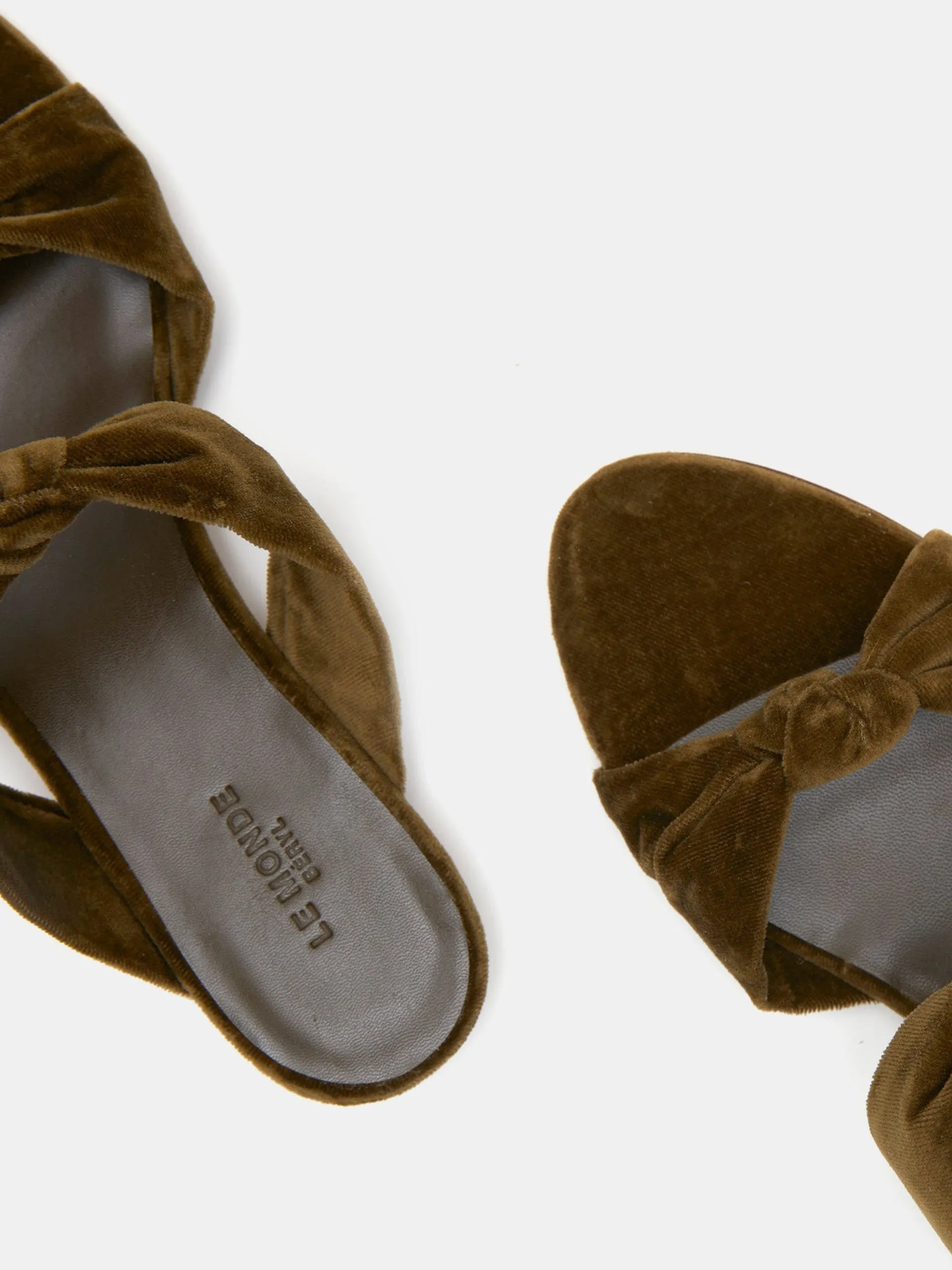 Cork velvet Knot flat sandals
