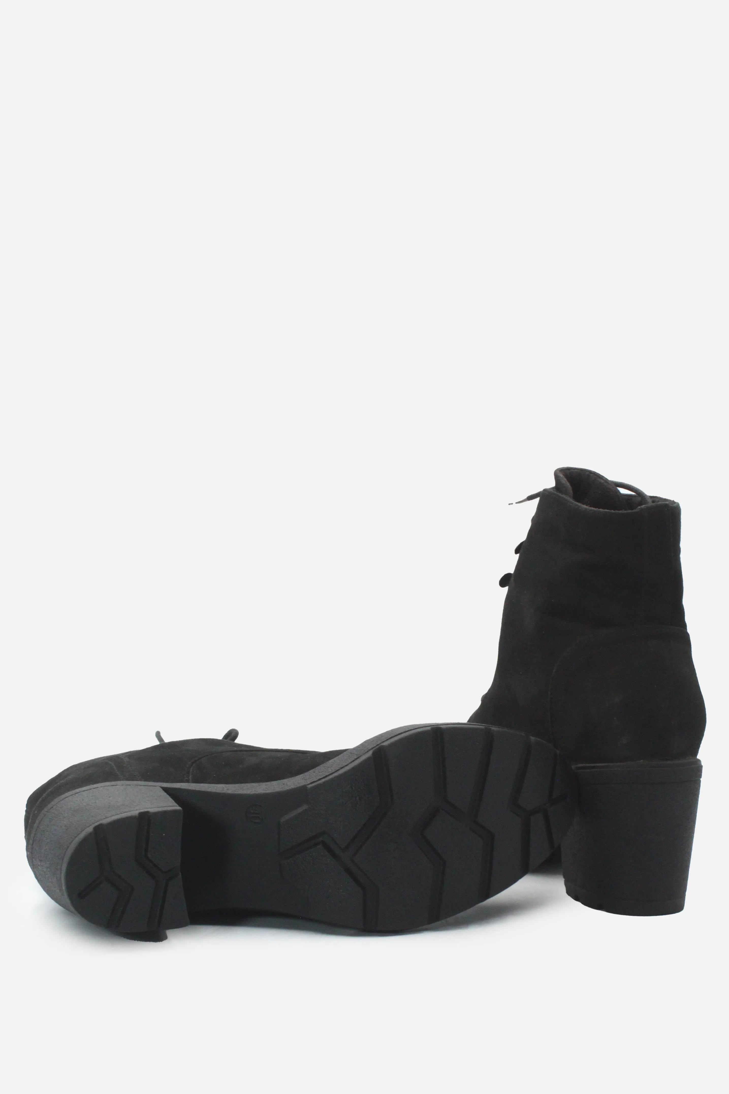 European Brand Laces Block Heels Ankle Boots | 100% Authentic Leather