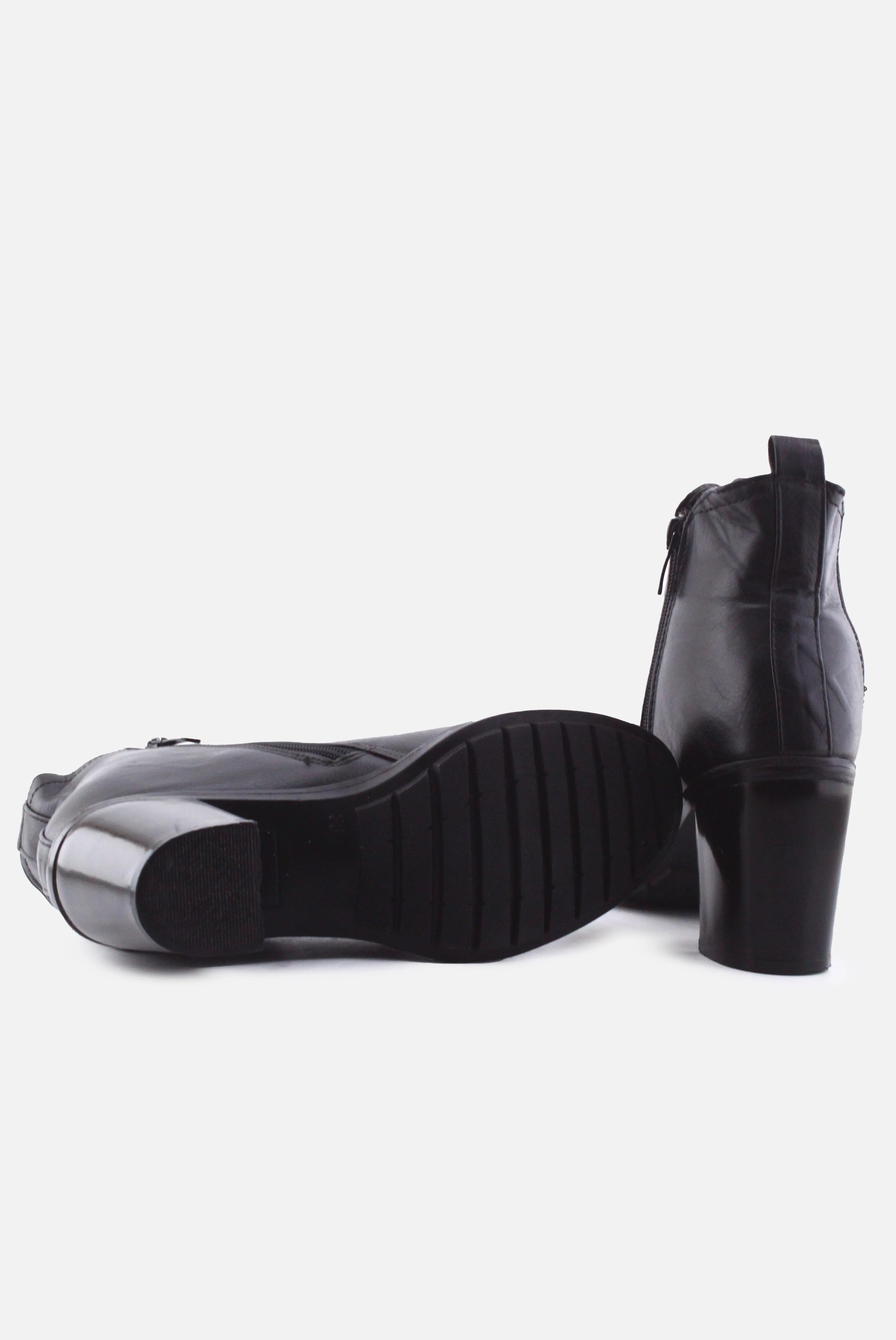 European Brand Zipper Stretchable Block Heels Ankle Boots | 100% Authentic Leather