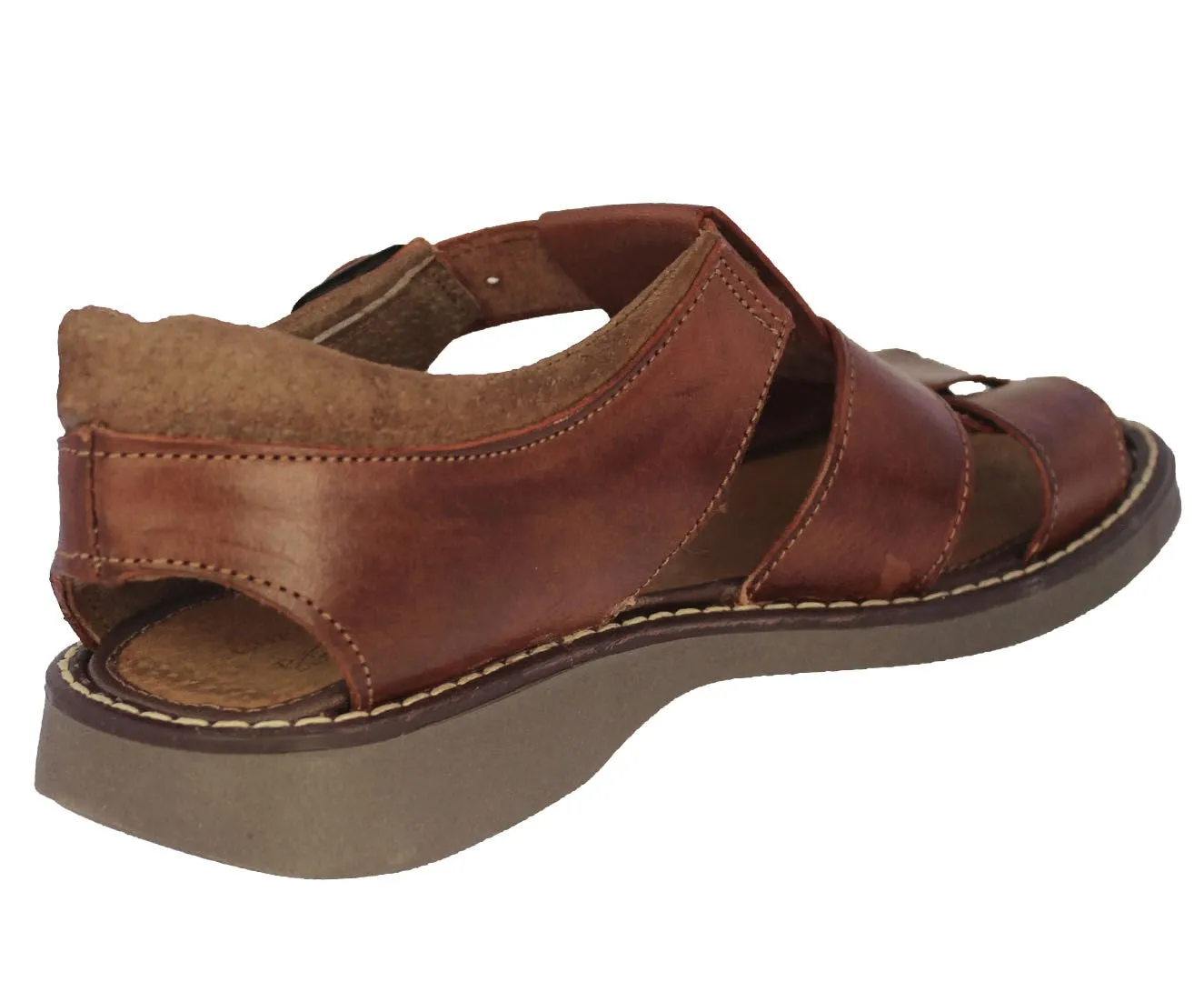 Men's Brown Genuine Ankle Strap Slip On Leather Mexican Huaraches Sandals 286