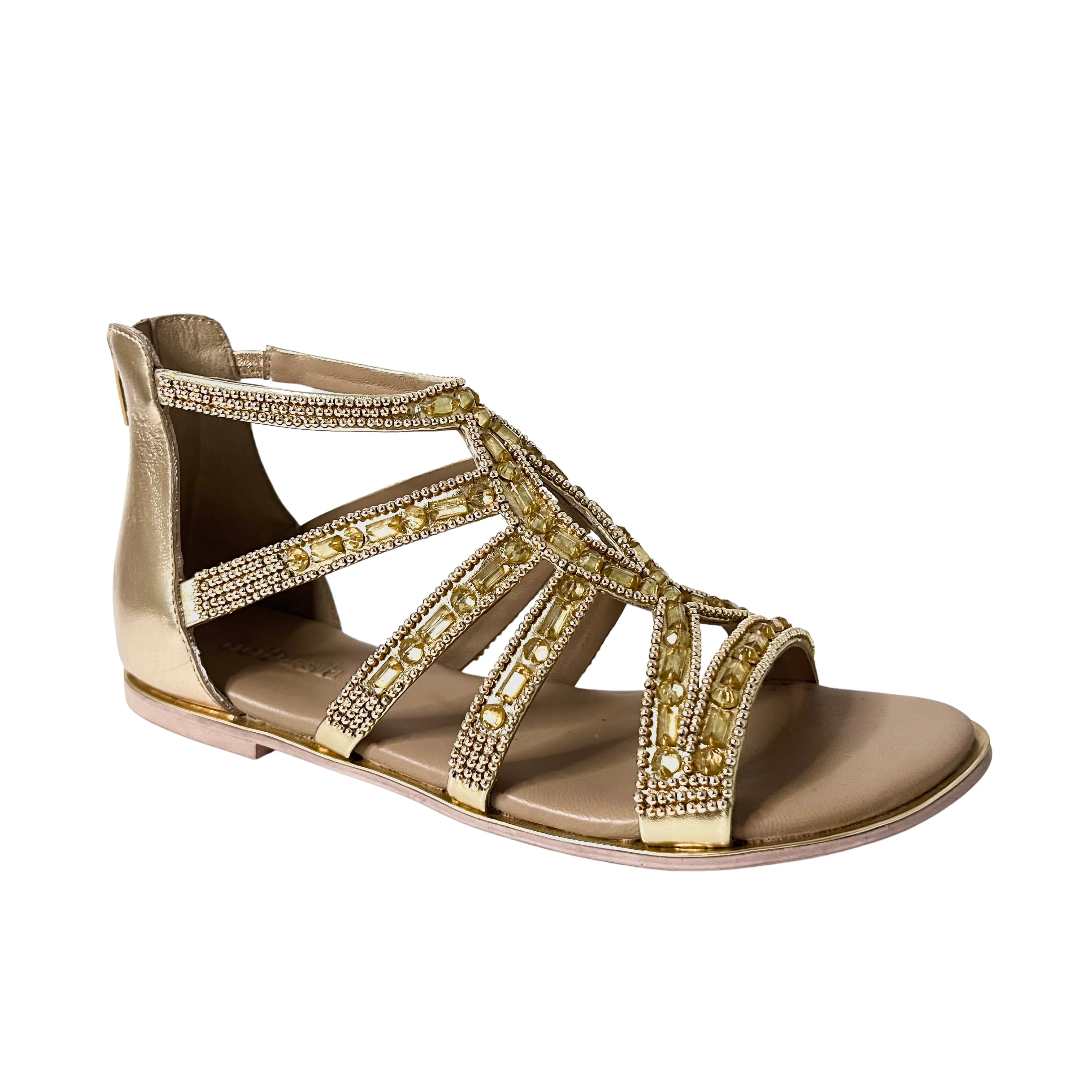 Millie platinum embellishment flat sandal
