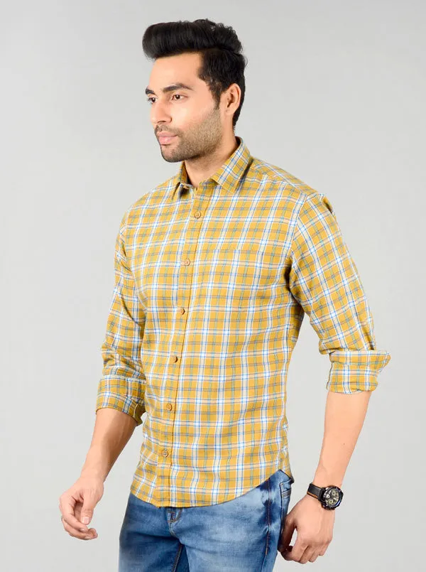 Mustard & Sky Checked Regular Fit Casual Shirt | Greenfibre