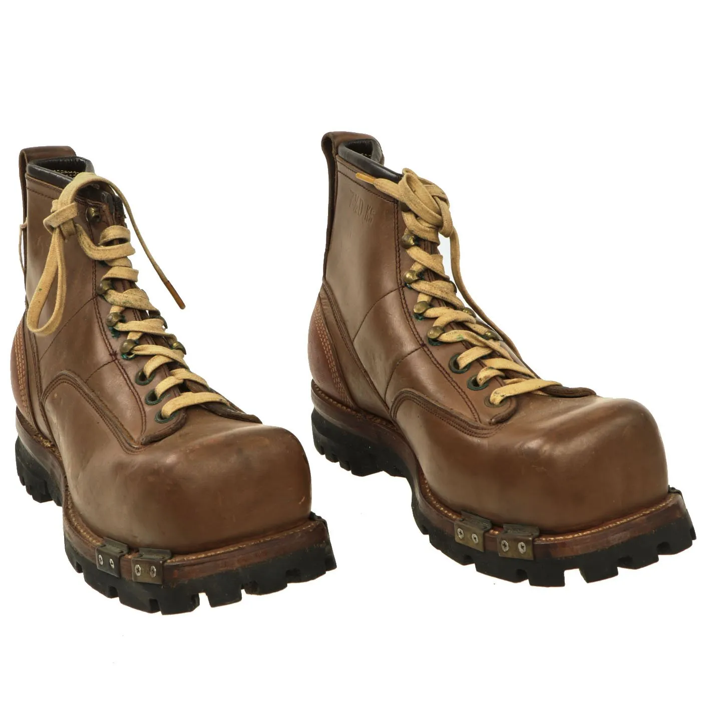 Original U.S. WWII Army Size 7 1/2D Ski Mountain Boots by A. Sandler Co. dated 1943 with Gaiters