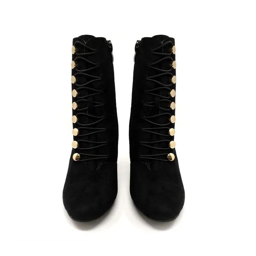 Sana Ankle Boot With Gold Buttons