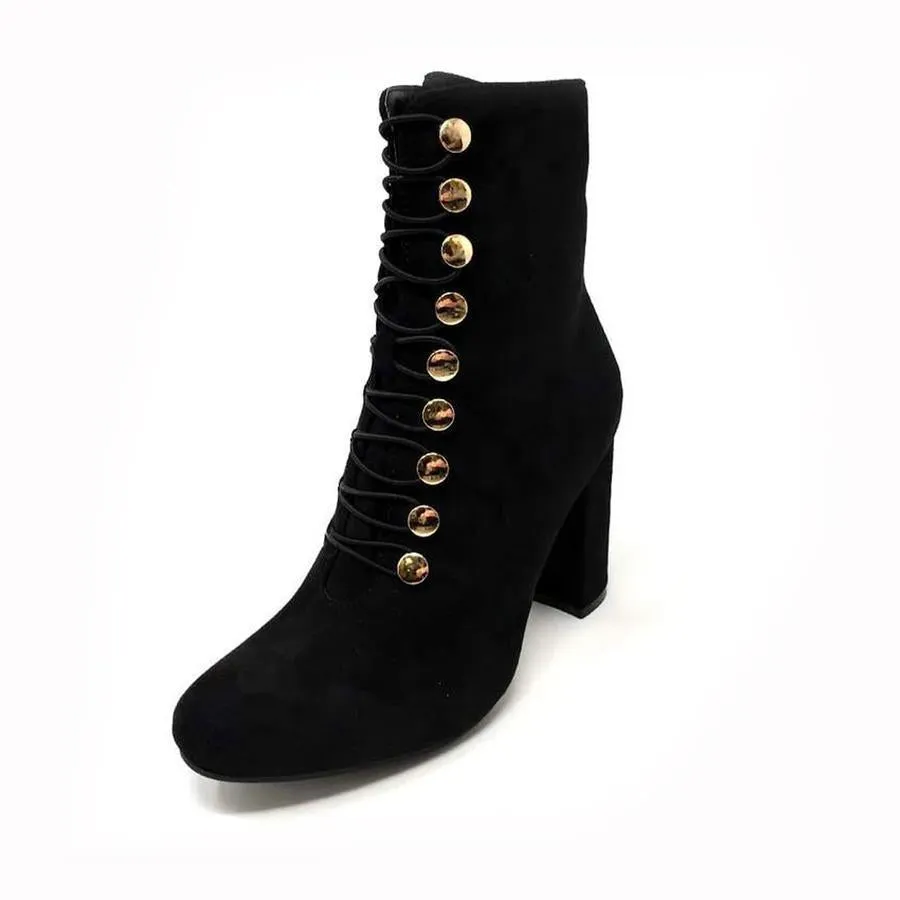 Sana Ankle Boot With Gold Buttons
