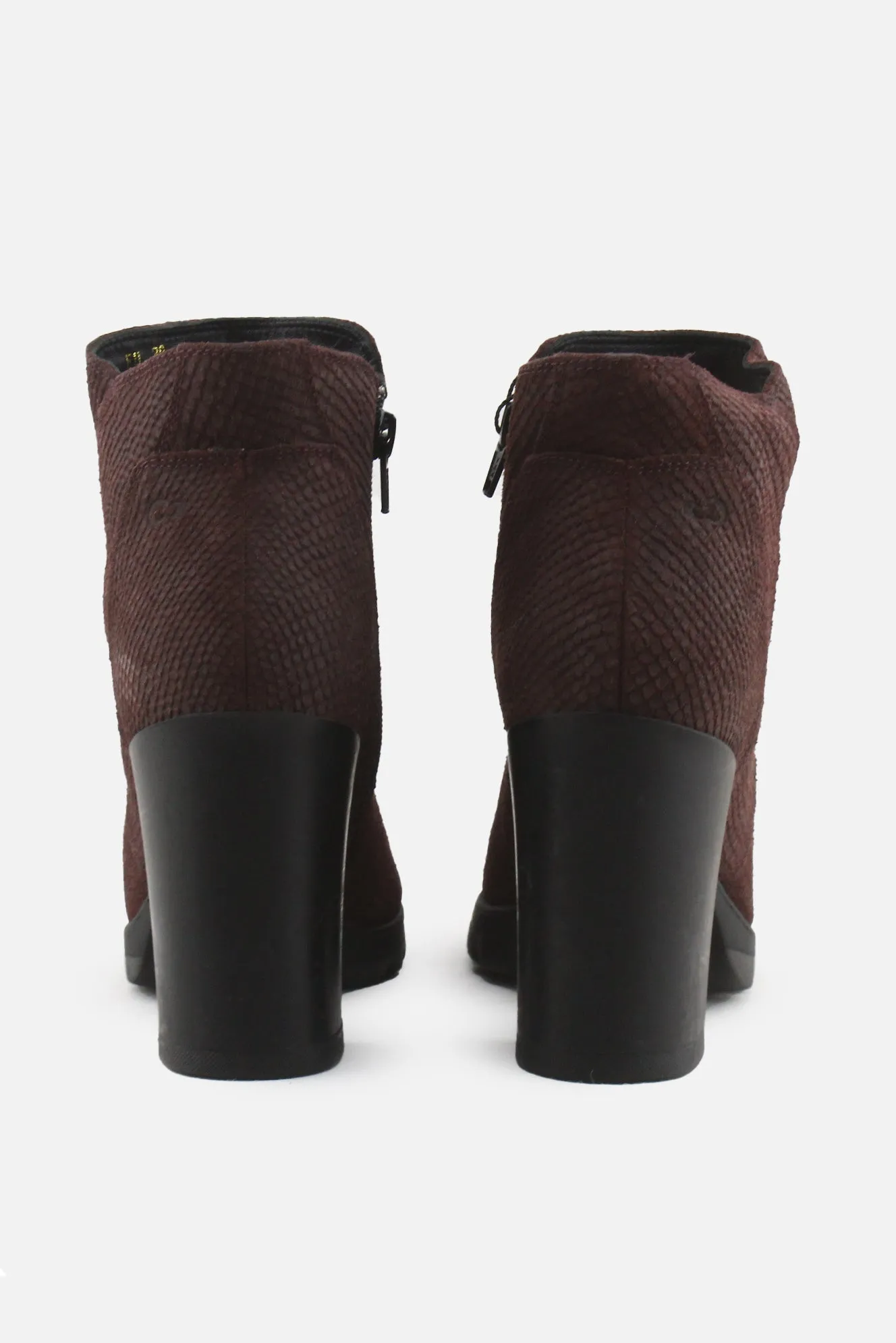 Stone Fly Zipper Block Heels Ankle Boots | Suede