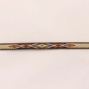 Twister Multi Colored Southwest Pattern Hat Band with White Horse Hair Tassel