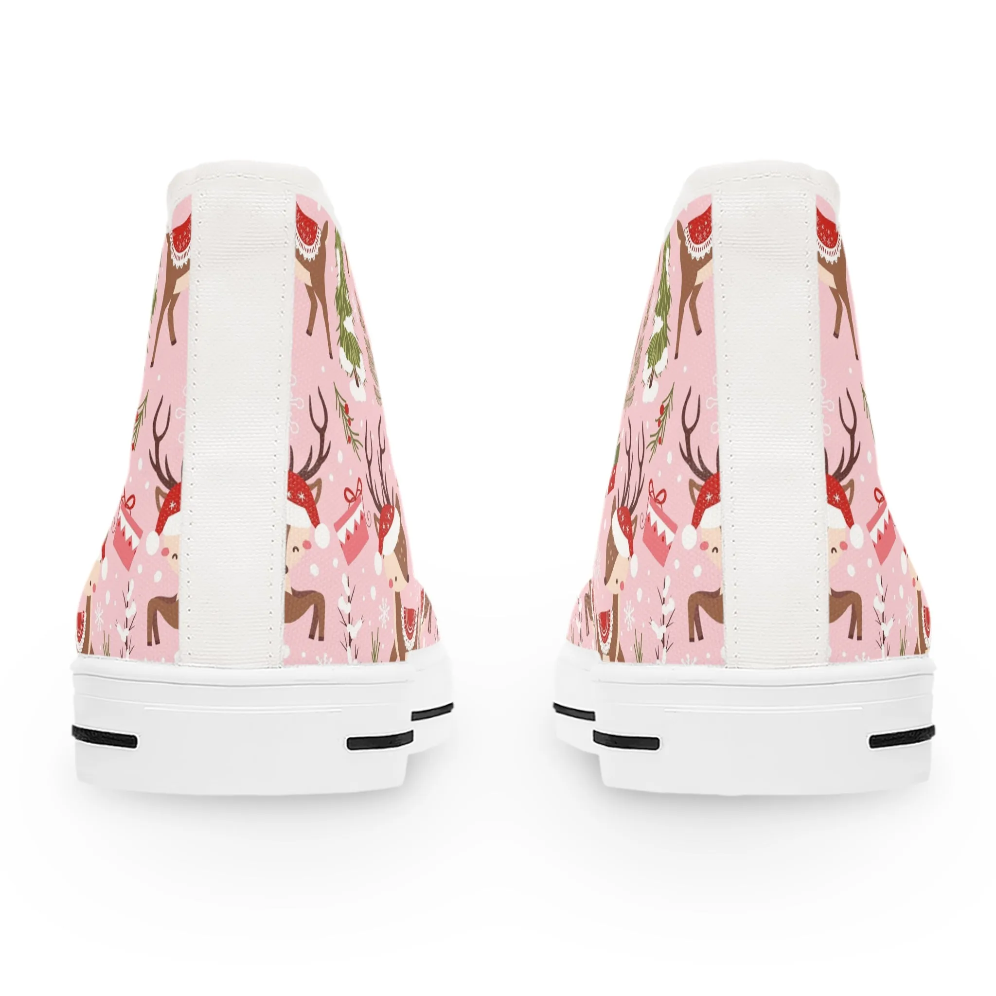 Winter Reindeer and Christmas Tree Women's High Top Sneakers